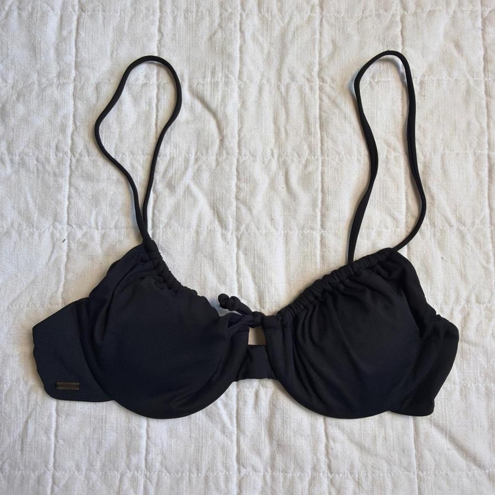 O'Neill Black Underwire Balconette Bikini Top Saltwater Solids Padded Small